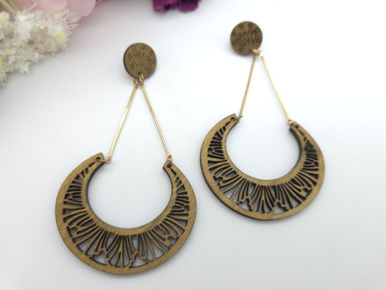 Boho Stil Holz Ohrringe mit Stecker